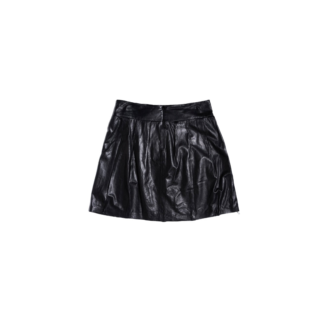 Vince Lamb Leather Pleated Skirt