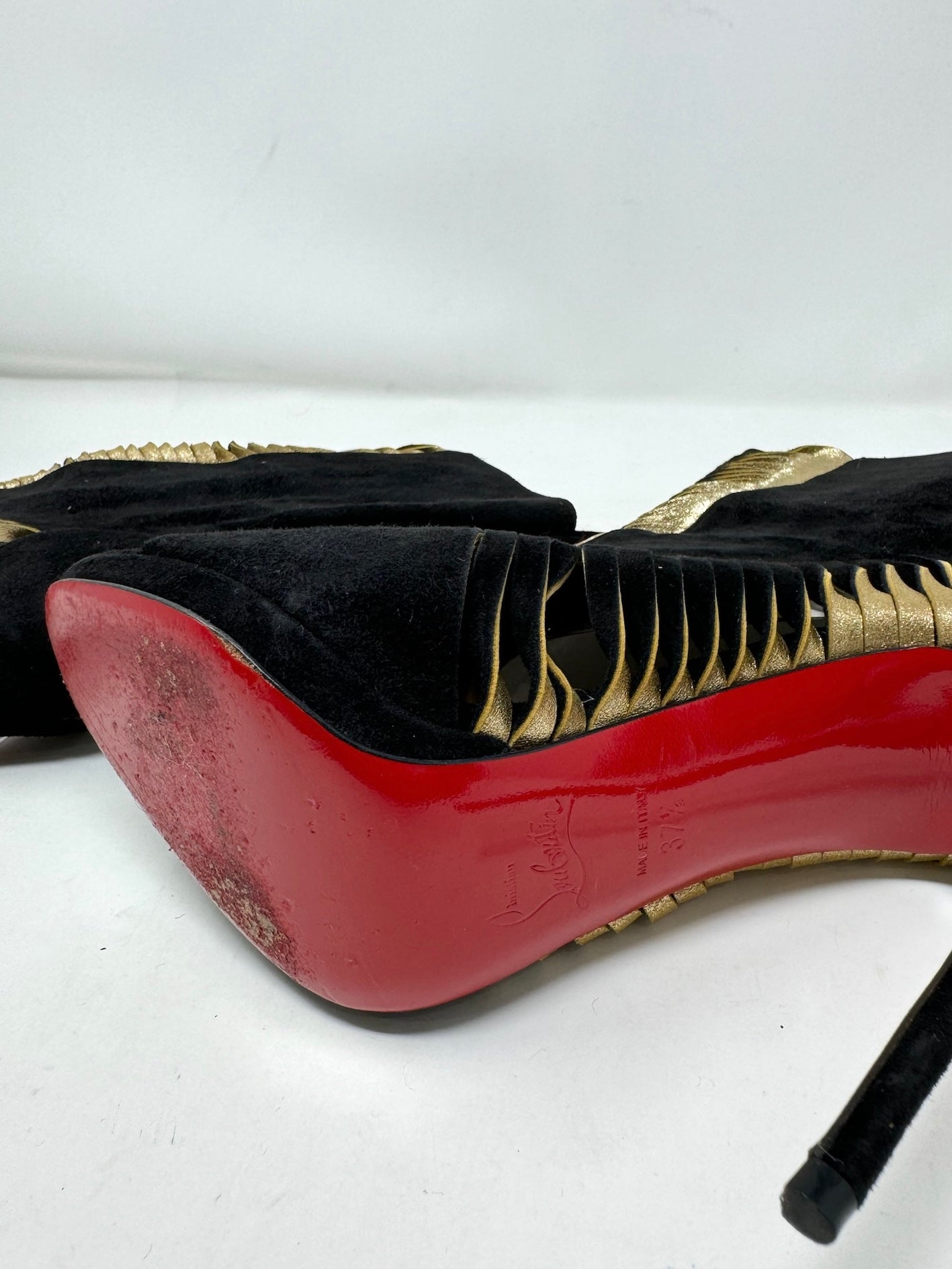 Christian Louboutin Veau Velours Nappa Miss Circus 120 Peep Toe Boots