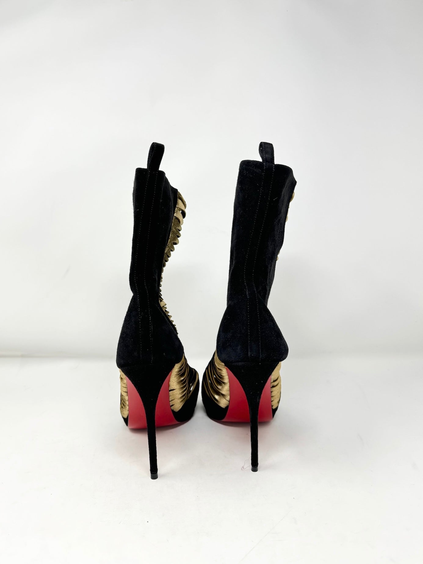 Christian Louboutin Veau Velours Nappa Miss Circus 120 Peep Toe Boots