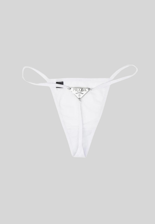 Prada Reworked Thong | White - Silver Hardware