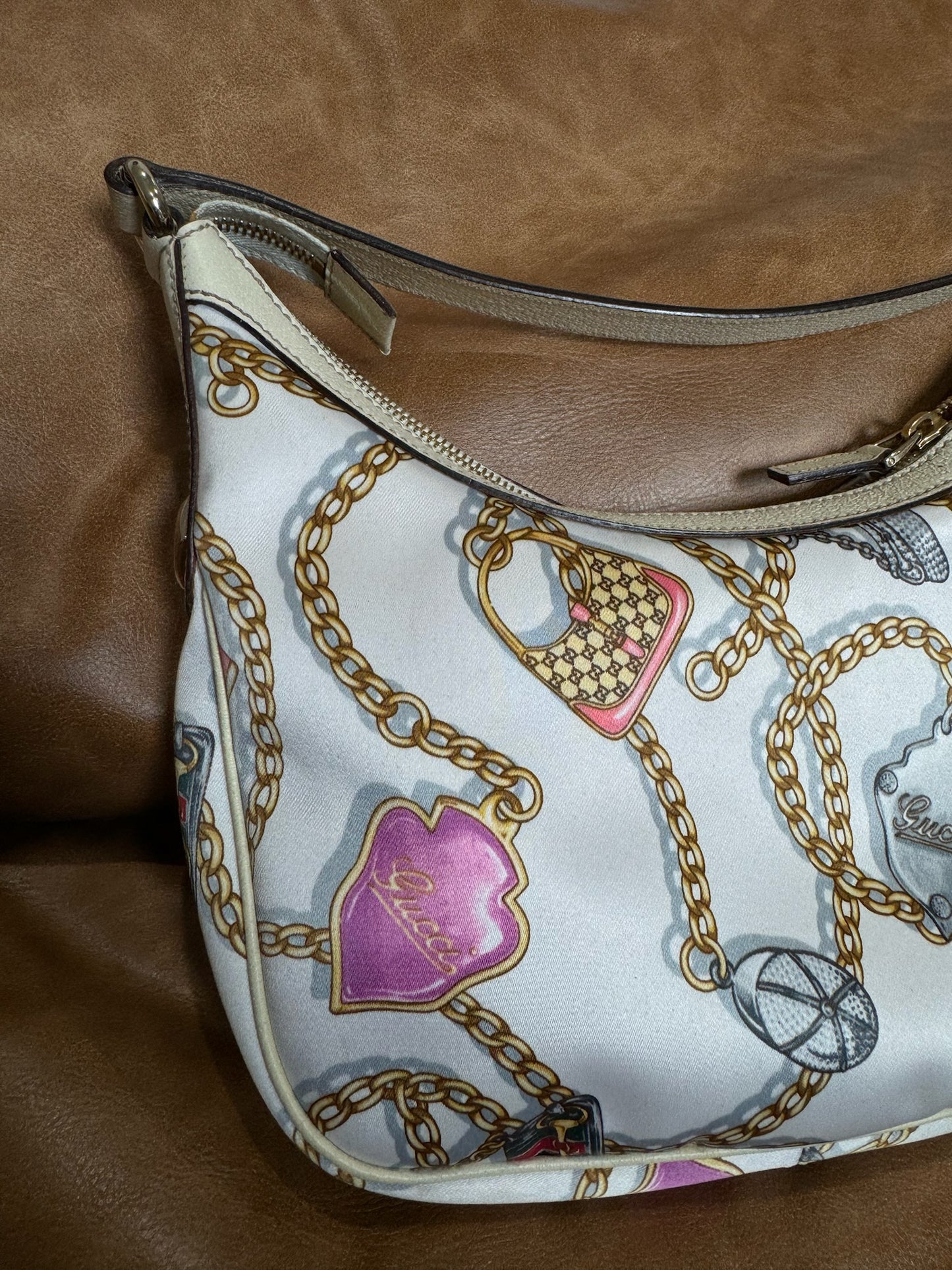 Gucci Satin Guccissima Charmy Hobo