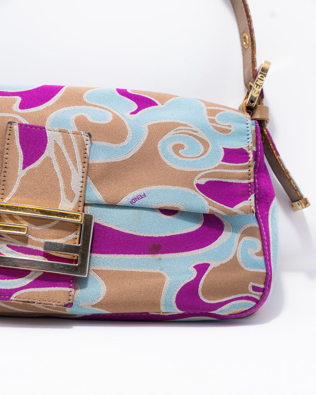 Fendi Multi-color Swirl Print Baguette Bag