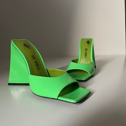 The Attico Devon Green Leather Sandals