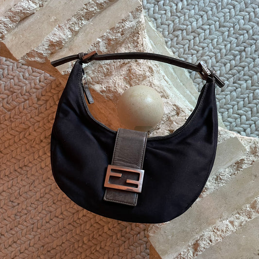 Fendi Mama Black Half Moon Croissant Shoulder Bag