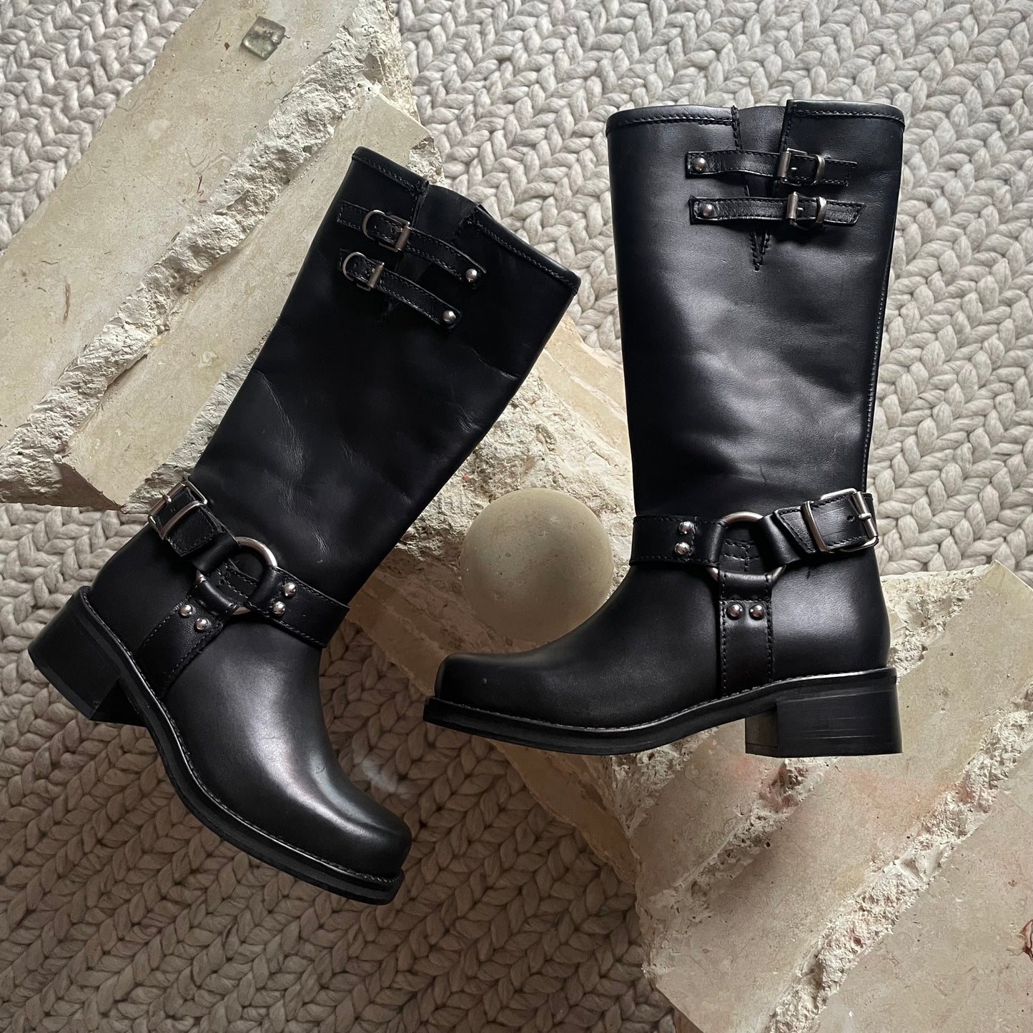 Steve Madden Astor Black Leather Boots