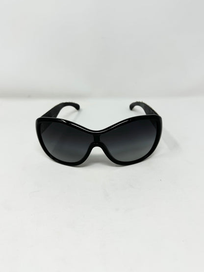 Chanel Sheild Tweed Pattern Sunglasses