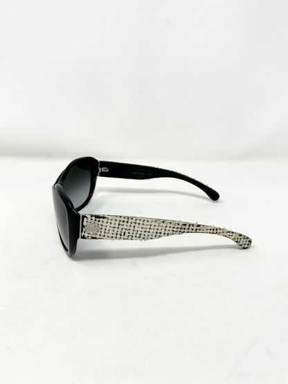 Chanel Sheild Tweed Pattern Sunglasses