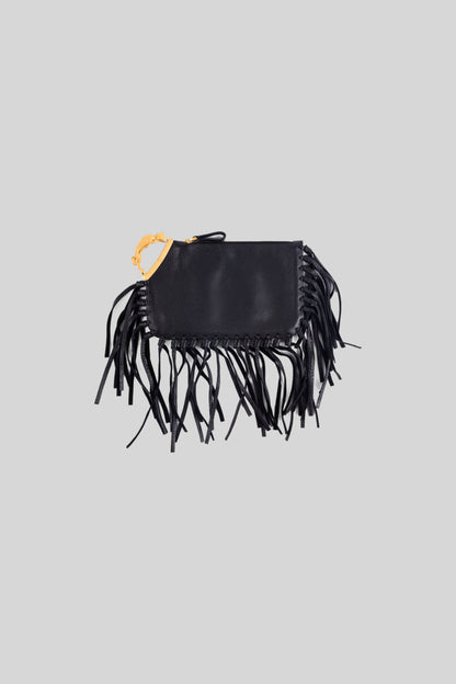 Valentino Leather Fringe Clutch