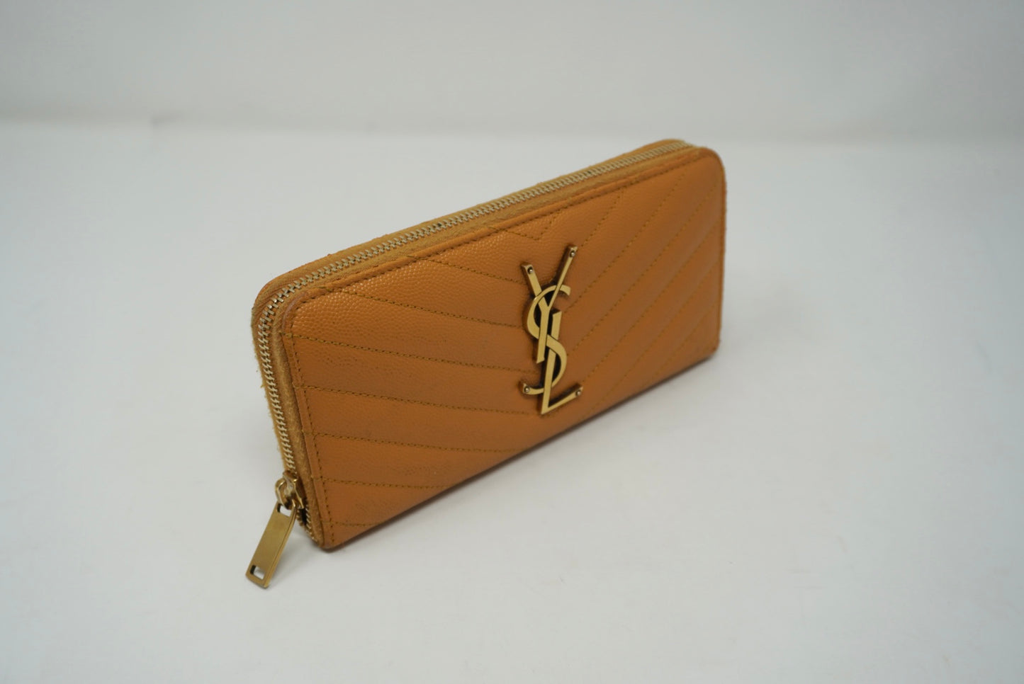 Saint Laurent YSL Monogram Grain de Poudre Zip-Around Wallet