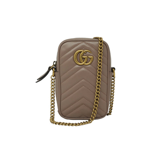 Gucci GG Marmont Mini Quilted Leather Pouch on Chain