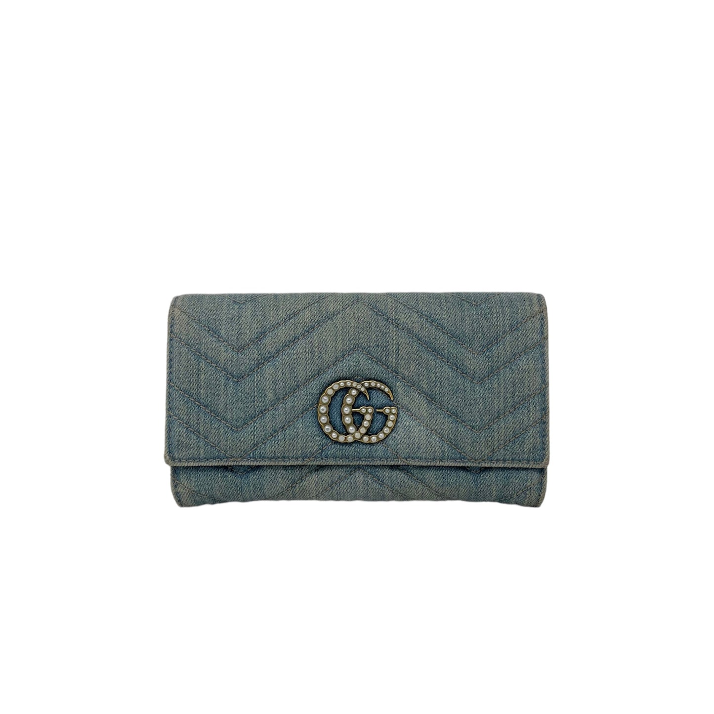 Gucci Marmont Denim Pearl Wallet