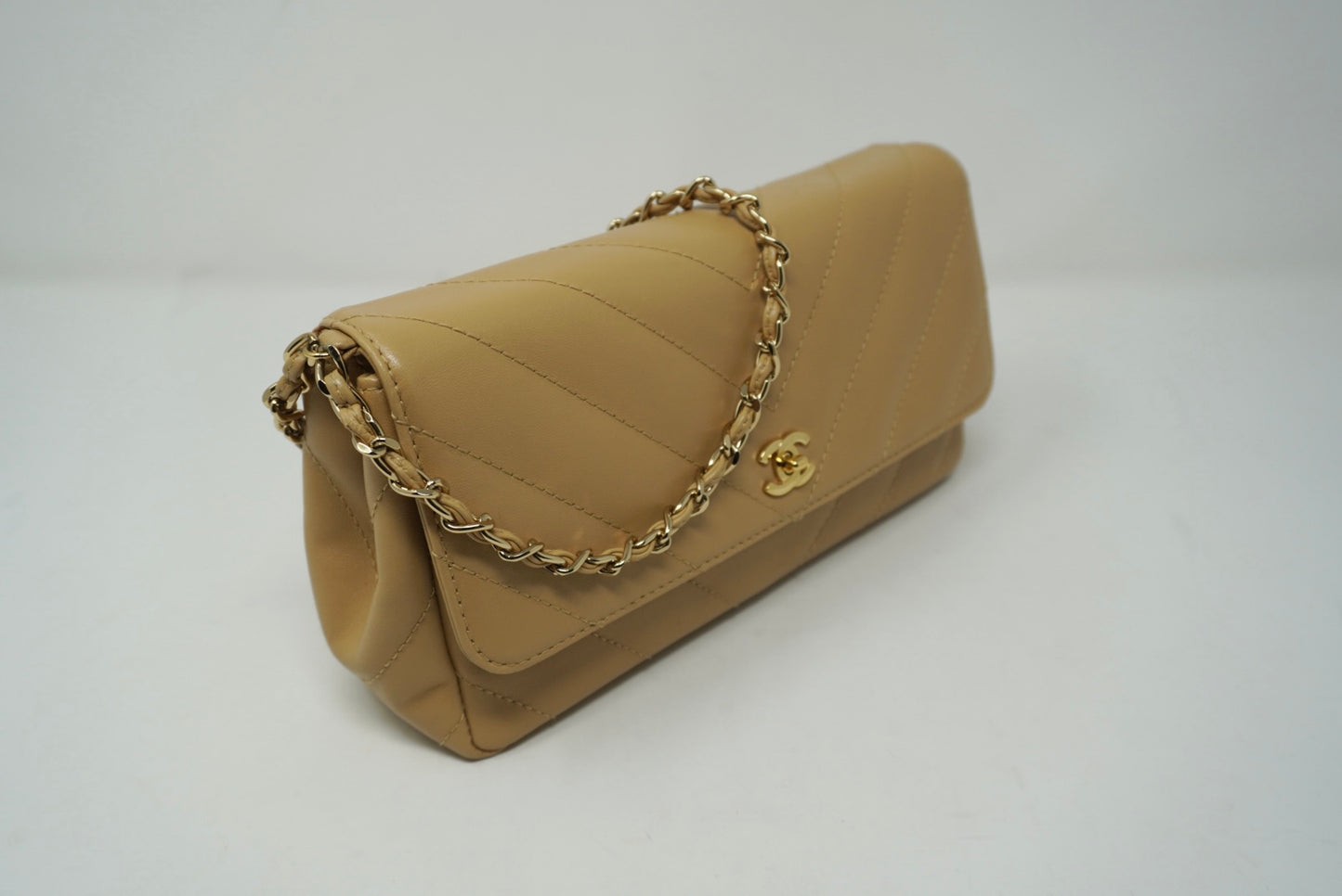 Chanel Tan Chevron Stitch on Wrislet Chain