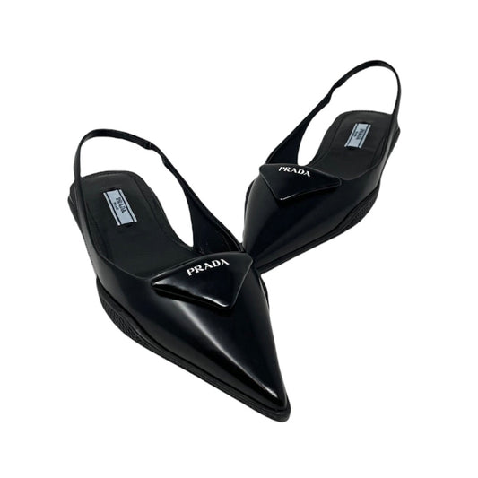 Prada Brushed Leather Slingback Ballerinas