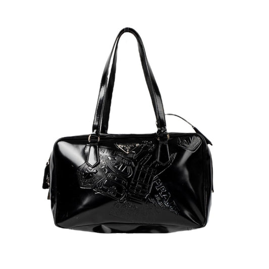 Prada Embossed Varnished Leather Handbag