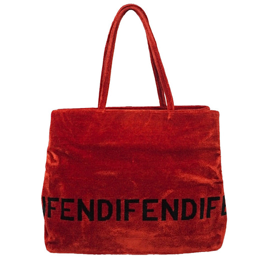 Fendi Logo Velvet Tote Bag