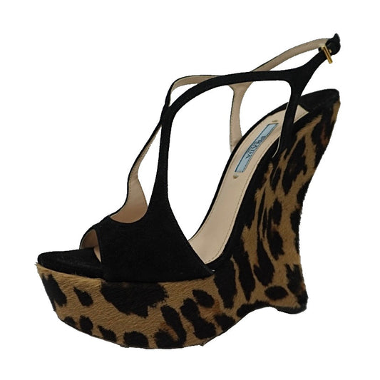 Prada Leopard Suede Wedges