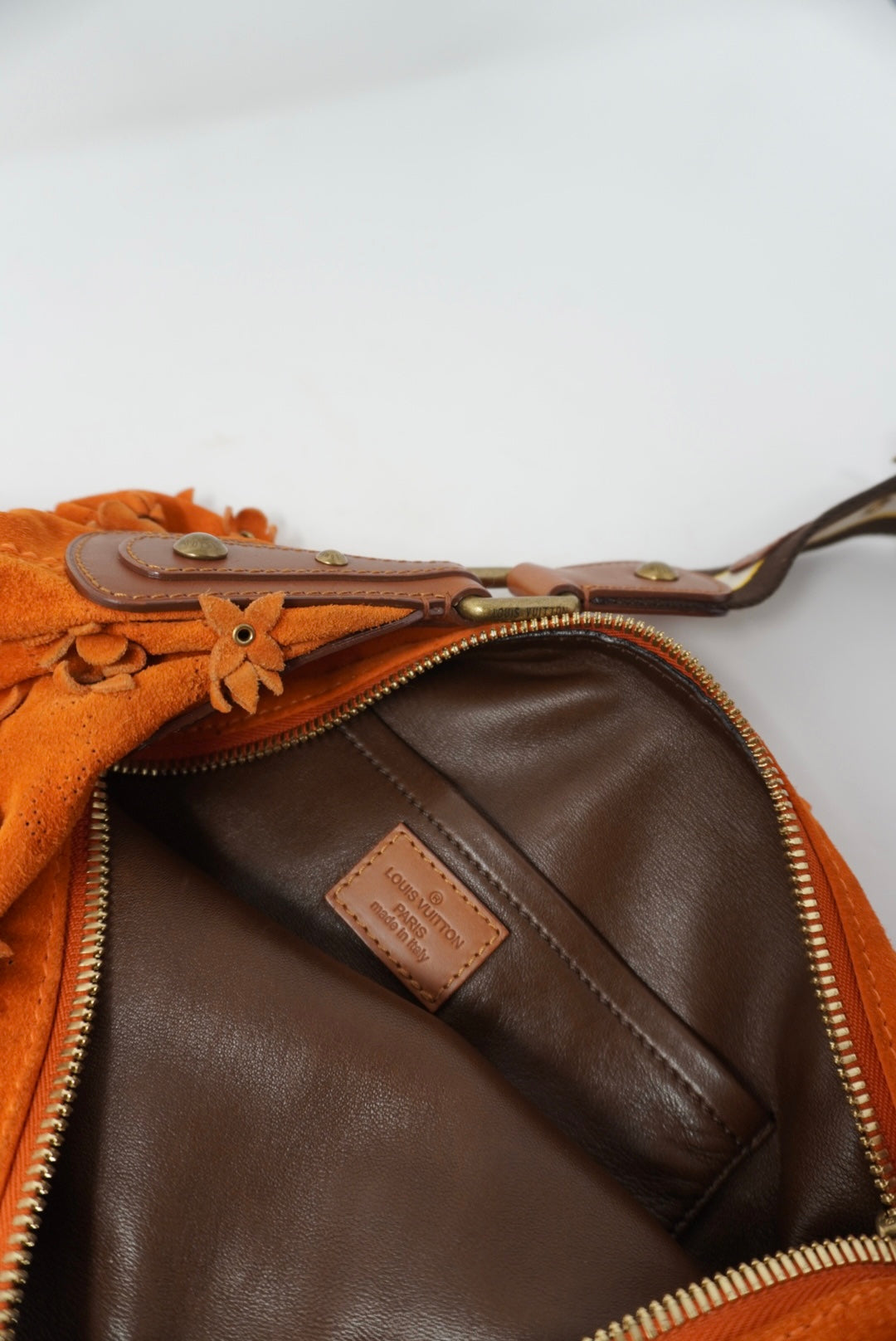 🦋LV vintage bag Onatah brown fleurs suede leather