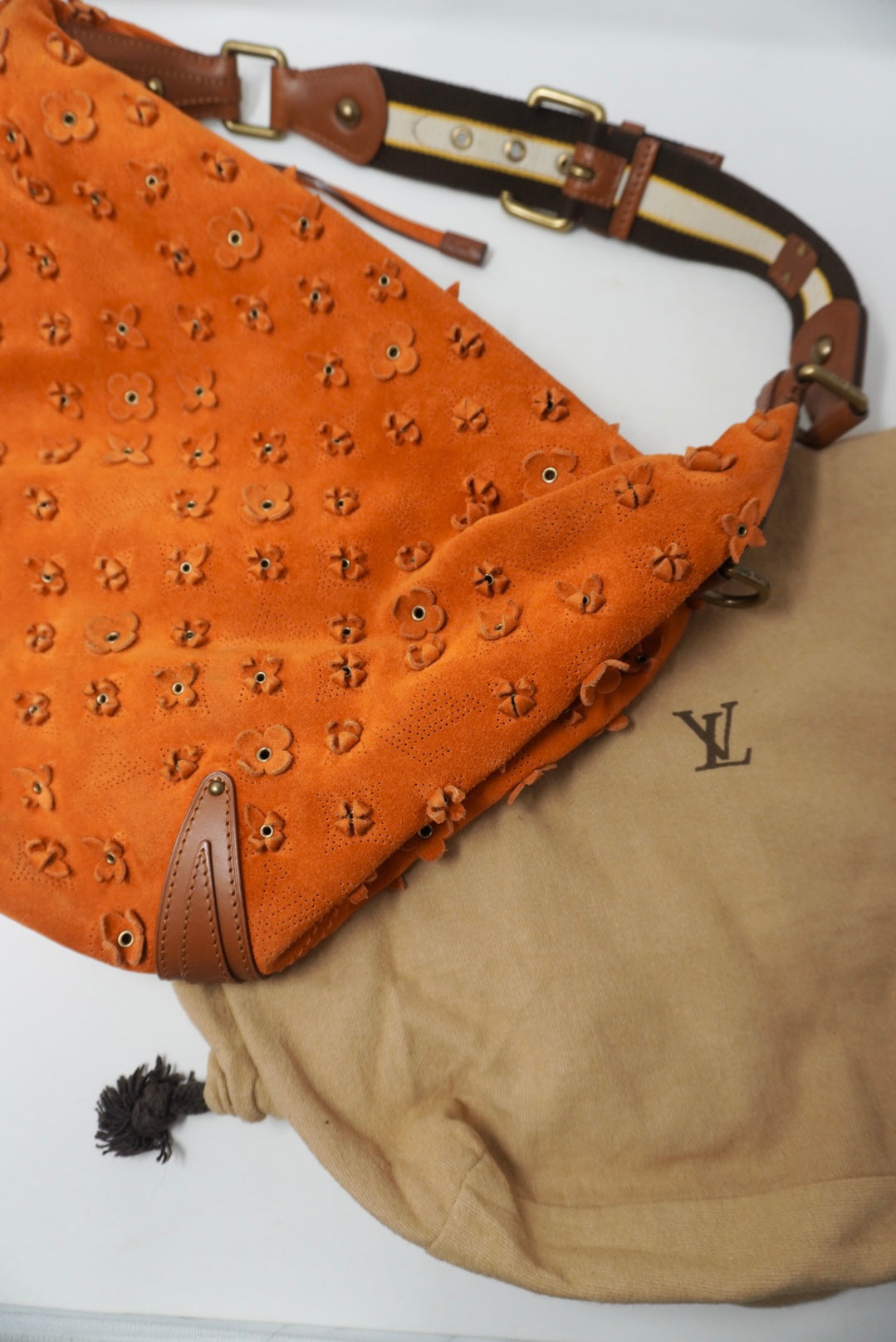 Louis Vuitton Orange Monogram Suede Onatah Fleurs GM Bag Louis Vuitton